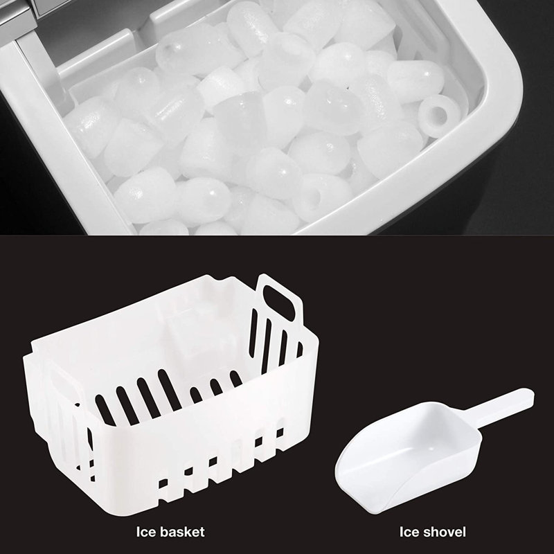 R.W.FLAME 26 Lb. lb. Daily Production Bullet Ice Countertop Ice Maker,9 Bullet Ice Cubes Ready